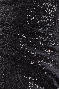 Sequin Velvet Bardot Jumpsuit - Black by Goddiva