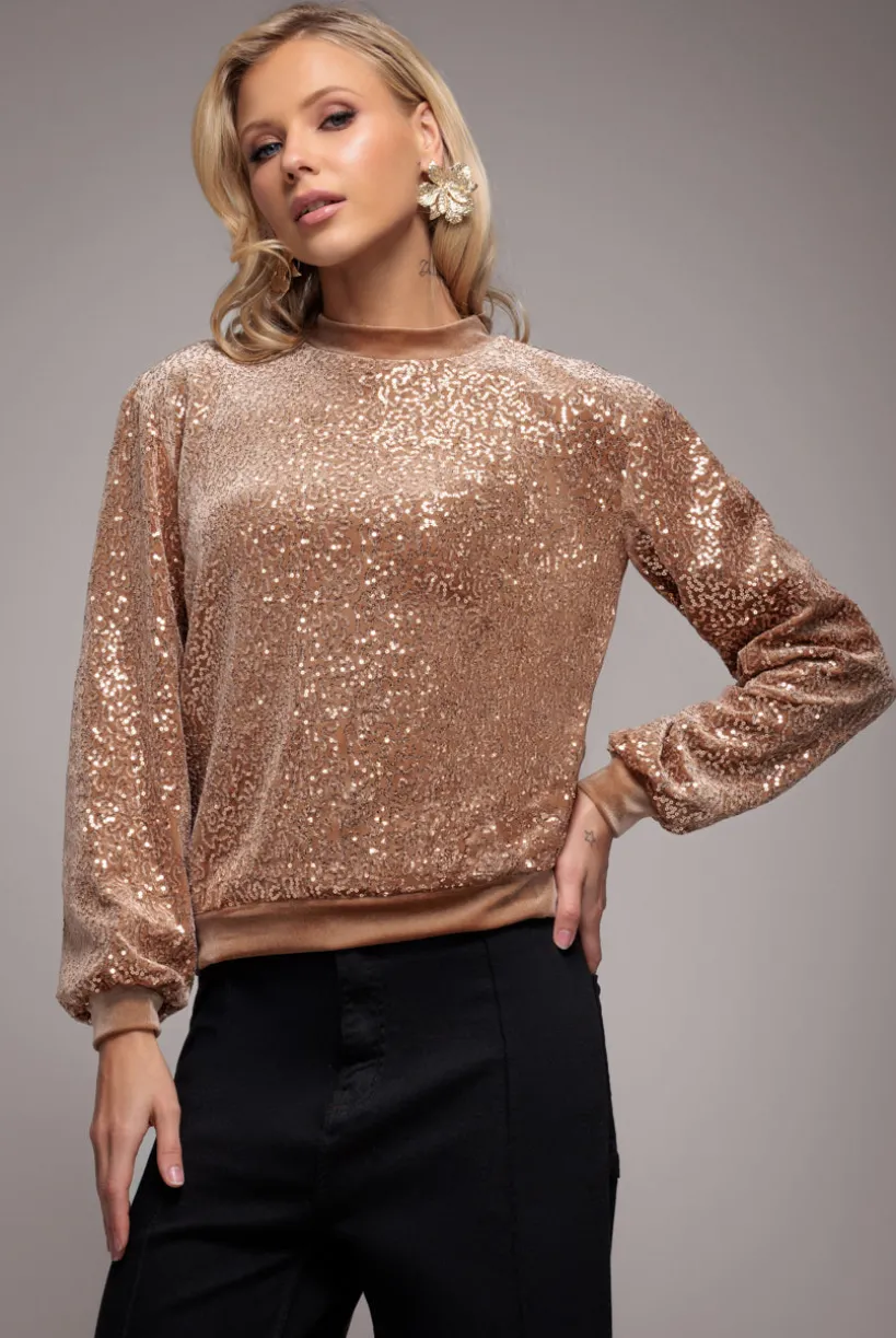 Sequin Velvet Jumper - Champagne by Goddiva