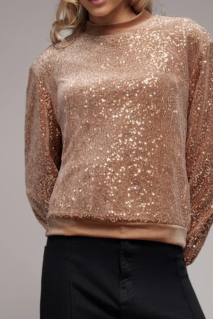 Sequin Velvet Jumper - Champagne by Goddiva