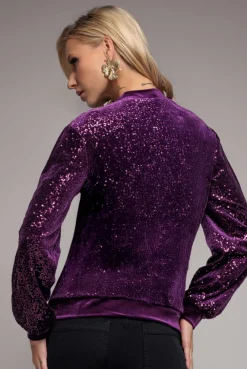 Sequin Velvet Jumper - Magenta by Goddiva