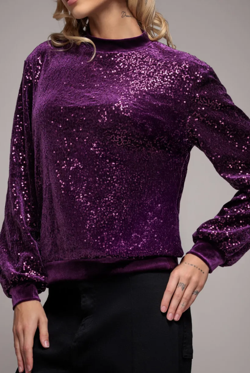Sequin Velvet Jumper - Magenta by Goddiva