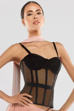 Sheer Panel Mesh Corset by Goddiva