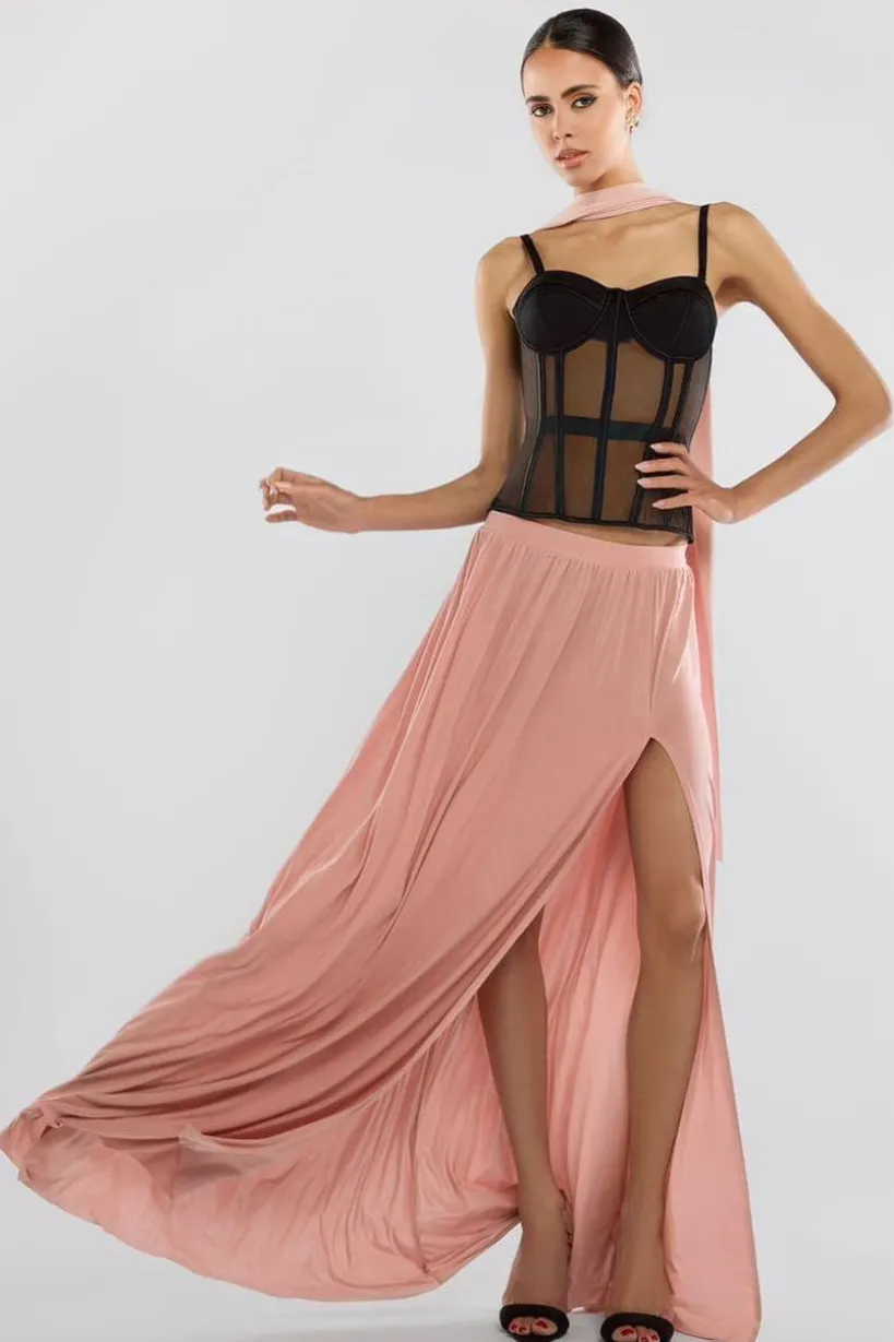 Sheer Panel Mesh Corset by Goddiva