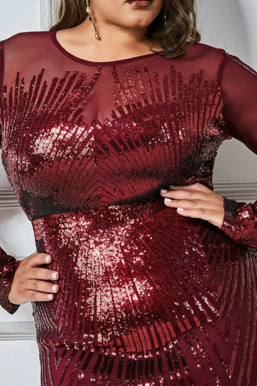 Shooting Star Sequin Maxi Dress - Wine by Goddiva Plus