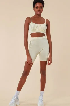 Side Detail Bralette & Cycle Short Set - Beige by Cosmochic