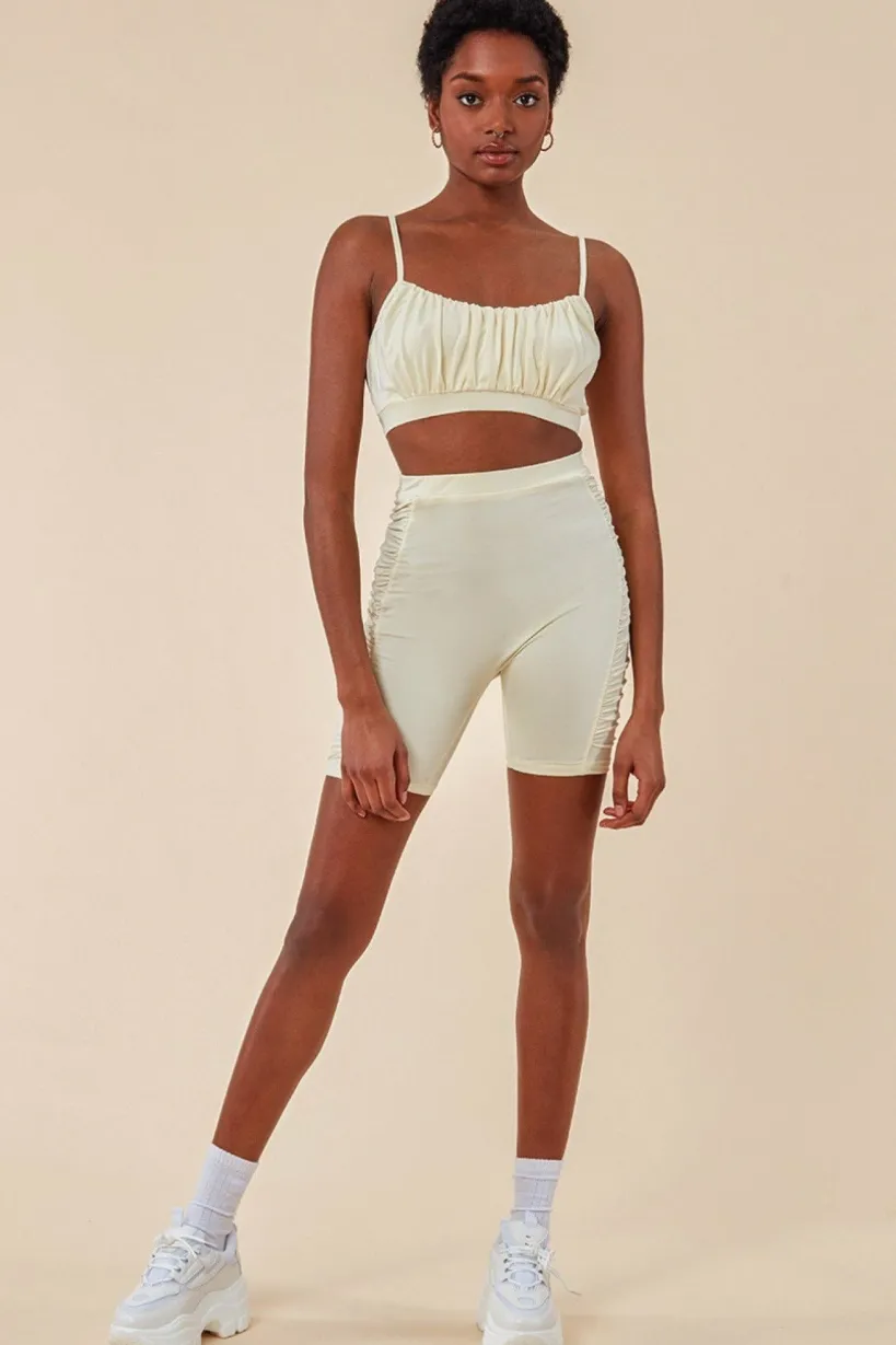 Side Detail Bralette & Cycle Short Set - Beige by Cosmochic