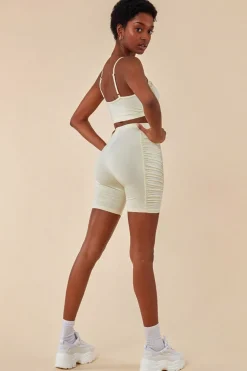 Side Detail Bralette & Cycle Short Set - Beige by Cosmochic