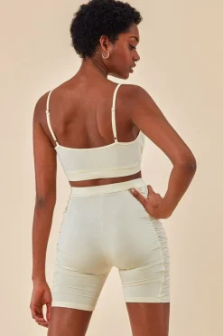 Side Detail Bralette & Cycle Short Set - Beige by Cosmochic