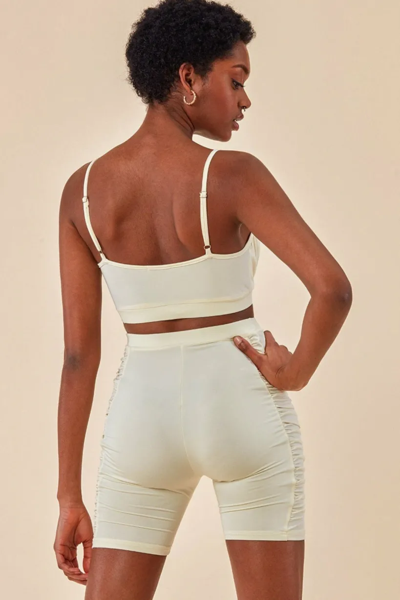 Side Detail Bralette & Cycle Short Set - Beige by Cosmochic