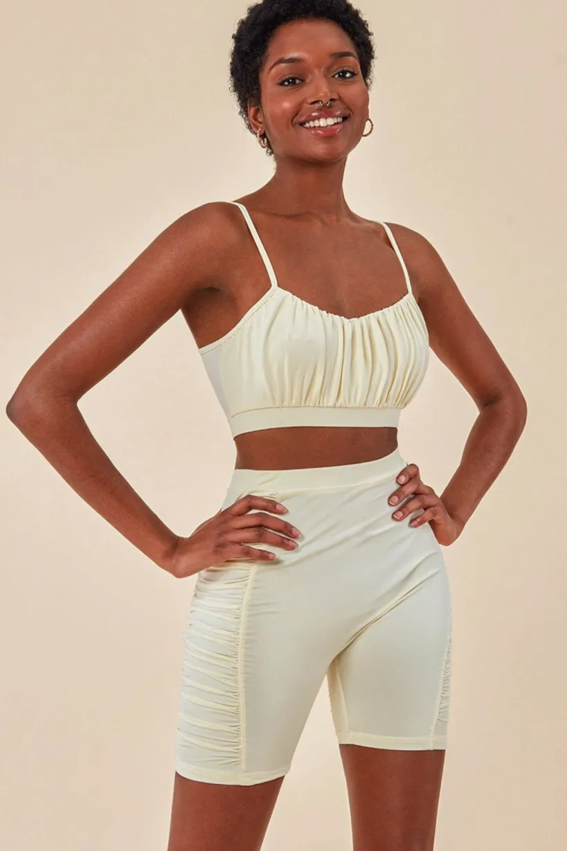 Side Detail Bralette & Cycle Short Set - Beige by Cosmochic