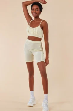 Side Detail Bralette & Cycle Short Set - Beige by Cosmochic