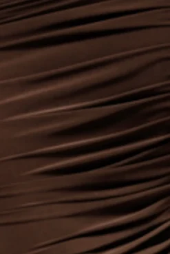 Side Gathered Asymmetric Midi Skirt - Brown by Goddiva