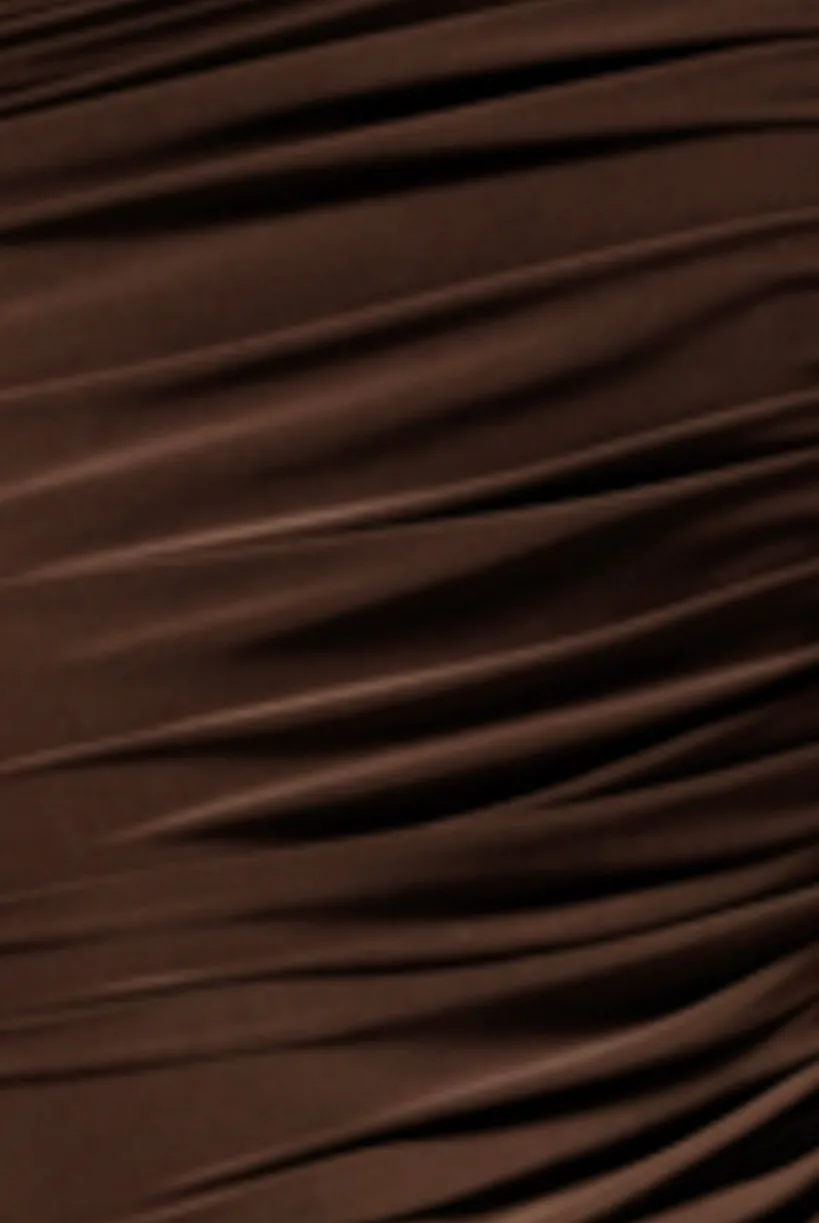 Side Gathered Asymmetric Midi Skirt - Brown by Goddiva