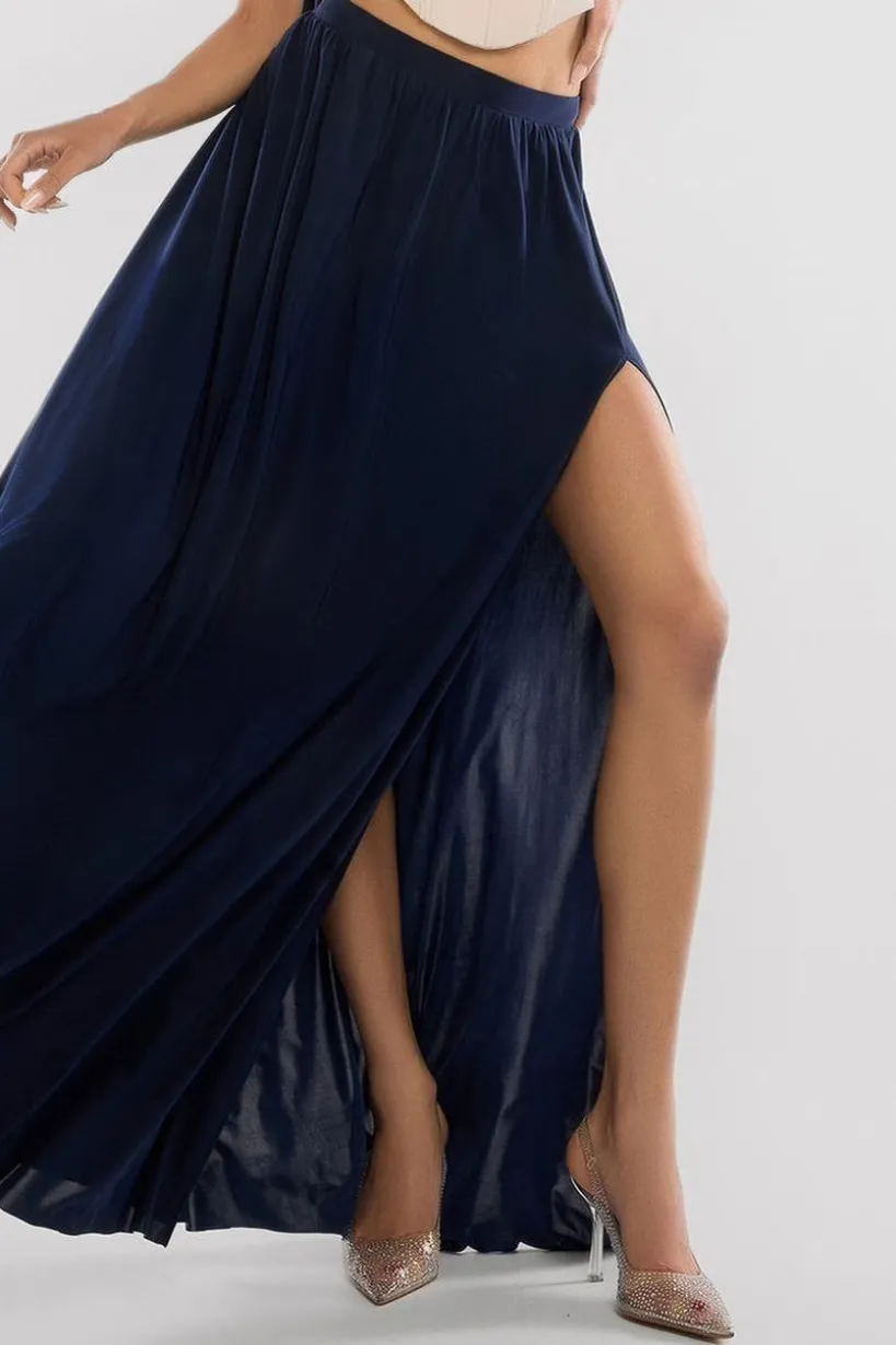 Side Split Soft Touch Maxi Skirt by Goddiva