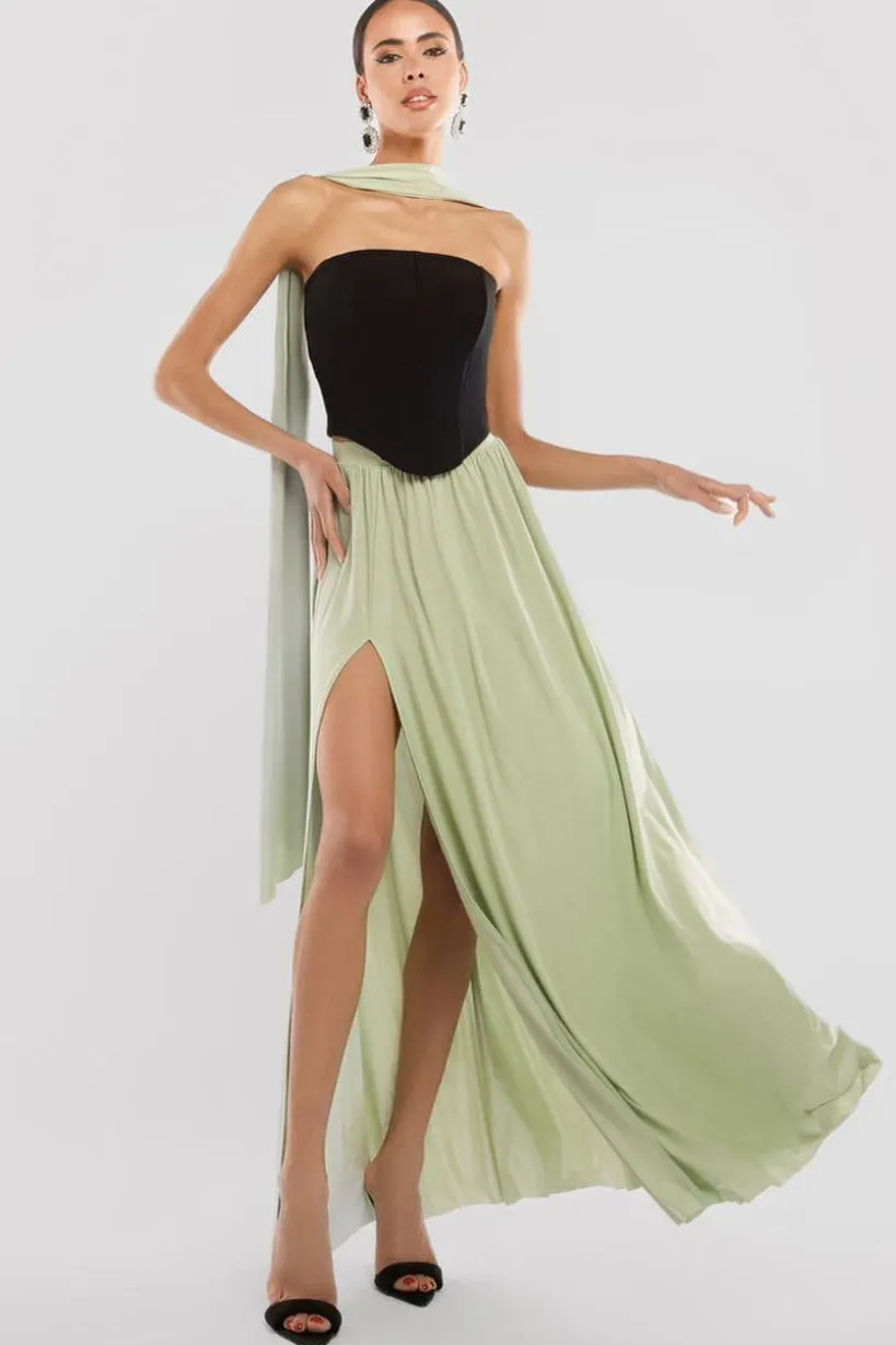 Side Split Soft Touch Maxi Skirt by Goddiva