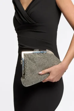 Silver Diamante Asymmetric Evening Bag by Aftershock London
