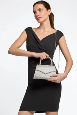 Silver Diamante Top Handle Bag by Aftershock London