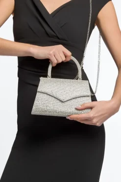 Silver Diamante Top Handle Bag by Aftershock London