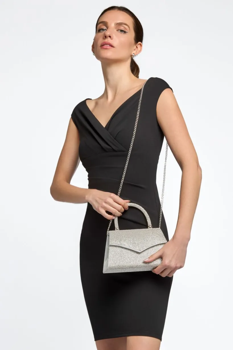 Silver Diamante Top Handle Bag by Aftershock London