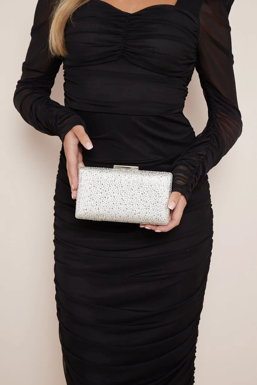 Silver Glitter Evening Clutch Bag by Aftershock London