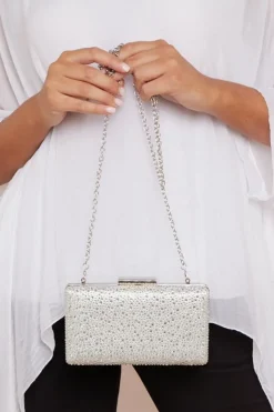 Silver Glitter Evening Clutch Bag by Aftershock London