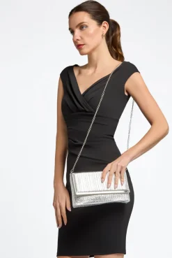 Silver Pleated Clutch Bag by Aftershock London