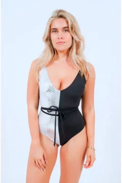Silver Snake & Black Swimsuit With Tie by Maribela