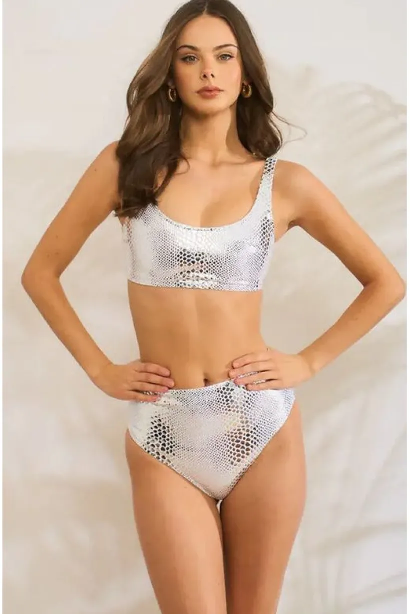 Silver Snake White Bikini by Maribela