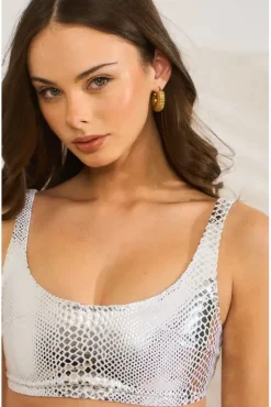 Silver Snake White Bikini by Maribela
