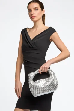 Silver Woven Shoulder Bag With Knot Detail by Aftershock London