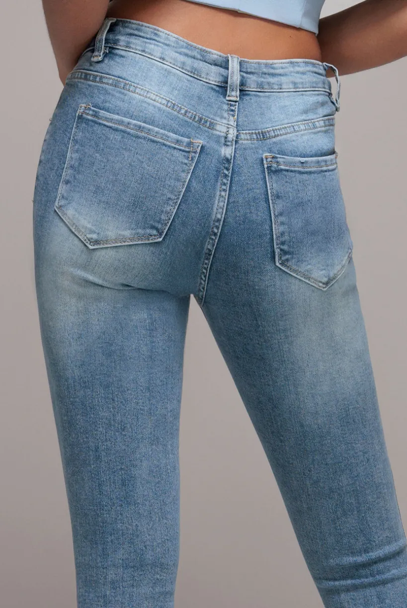 Skinny Fit Stretch Denim Jeans - Blue by Goddiva denim