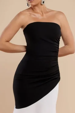 Sleeveless Mermaid Hem Monochrome Contrast Maxi Dress- Black Cream by Goddiva