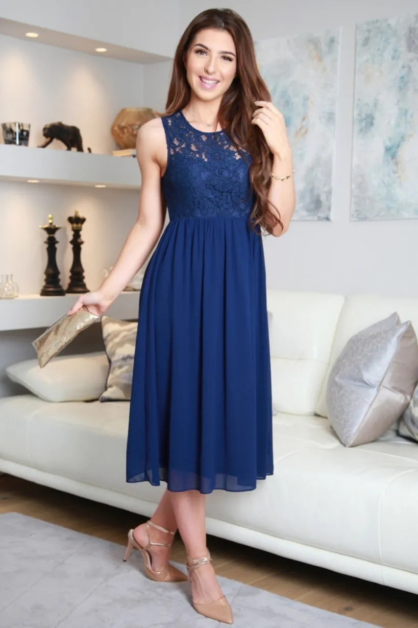 Sleeveless Midi Lace Dress by Double Second