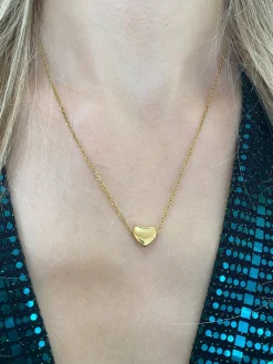 Small Heart Necklace In Gold by SVNX