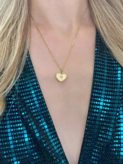 Sparkly Heart Necklace In Gold by SVNX