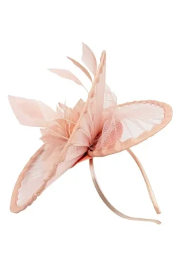 Spiral Circular Brim Fascinator With Feathers Burst In Pink by SVNX