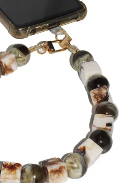 Square & Ball Style Acrylic Phone Strap - Green & White by Goddiva Accessories