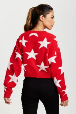 Star Pattern Jumper In Red by Liquorish