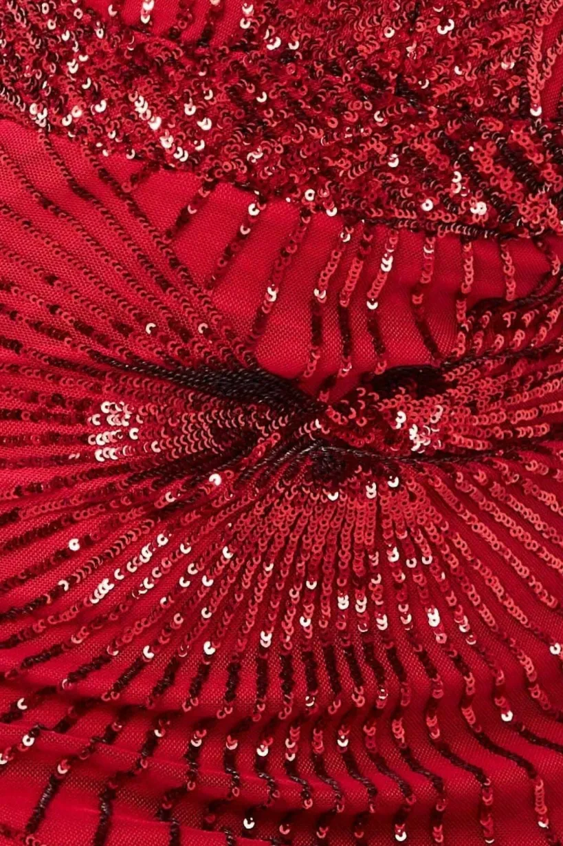 Starburst Effect Maxi Dress - Red by Goddiva