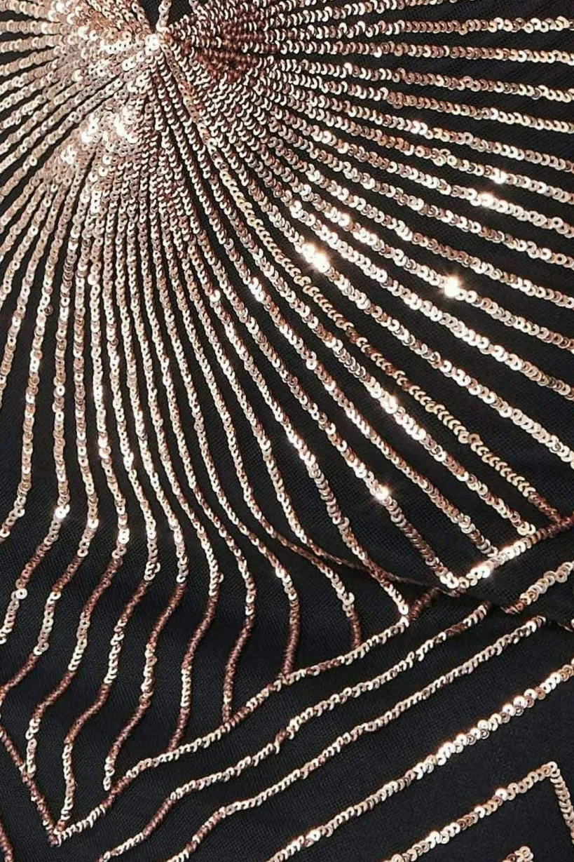 Starburst Sequin Maxi Dress - Rosegold by Goddiva