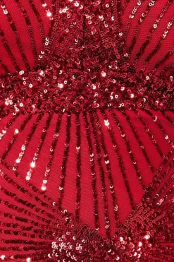 Starburst Sequin Maxi Dress - Red by Goddiva Plus