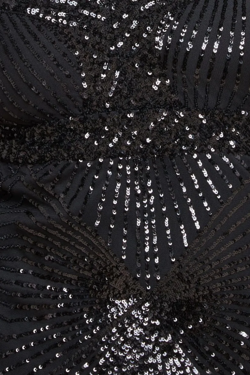 Starburst Sequin Maxi Dress - Black by Goddiva Plus