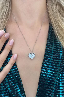 Starry Heart Necklace In Silver - Gift Boxed by SVNX
