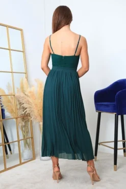 Strappy Pleated Lace Dress by Double Second