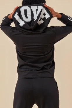 Stripe Detail Hooded Tracksuit Set - Black by Cosmochic