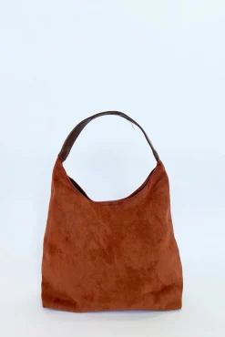 Suede Hobo Shoulder Bag In Tan by SVNX