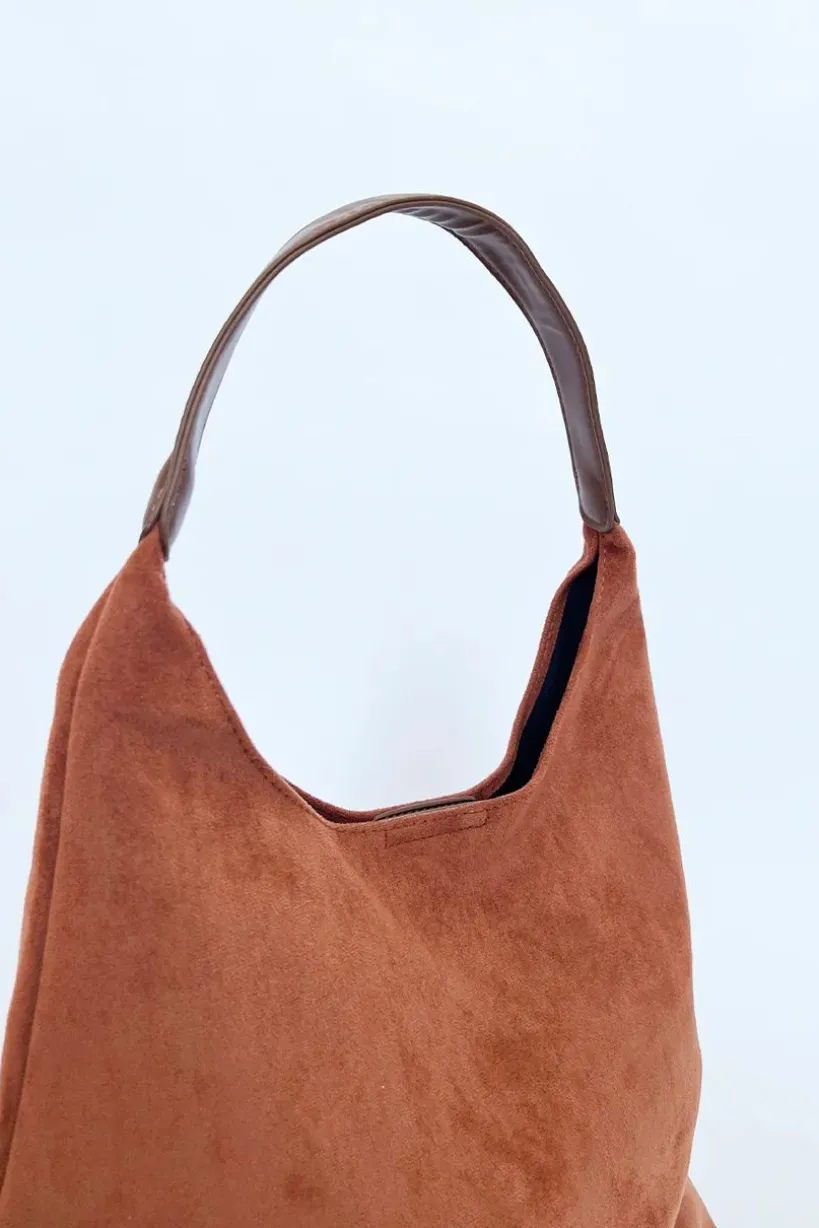 Suede Hobo Shoulder Bag In Tan by SVNX
