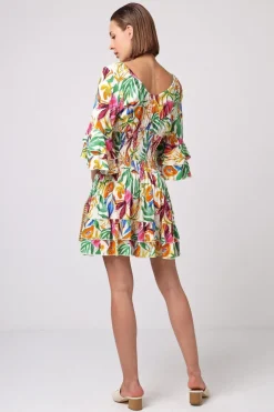 Summer Mini Dress In Tropical Papaya Print by Angeleye