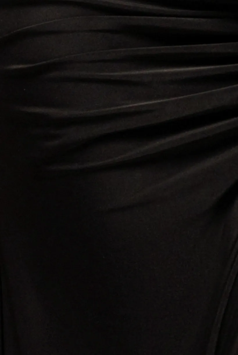 Super Split Front Drawstring Maxi Skirt - Black by Goddiva