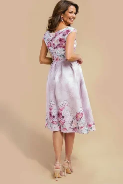 Sweetheart Floral Midi Dress - Blush Pink by Goddiva